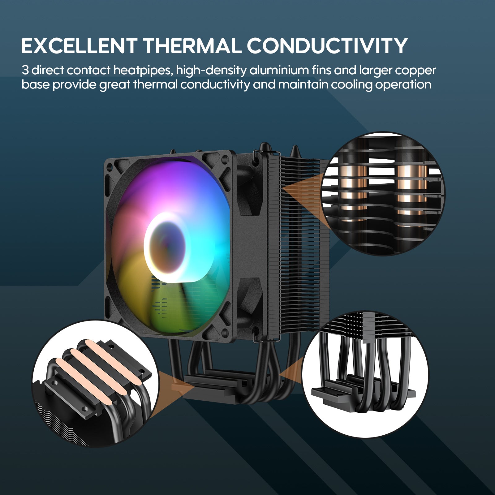 Vetroo V3 CPU Air Cooler, for AMD AM4/AM5 & Intel LGA1851/1700/1200/115X