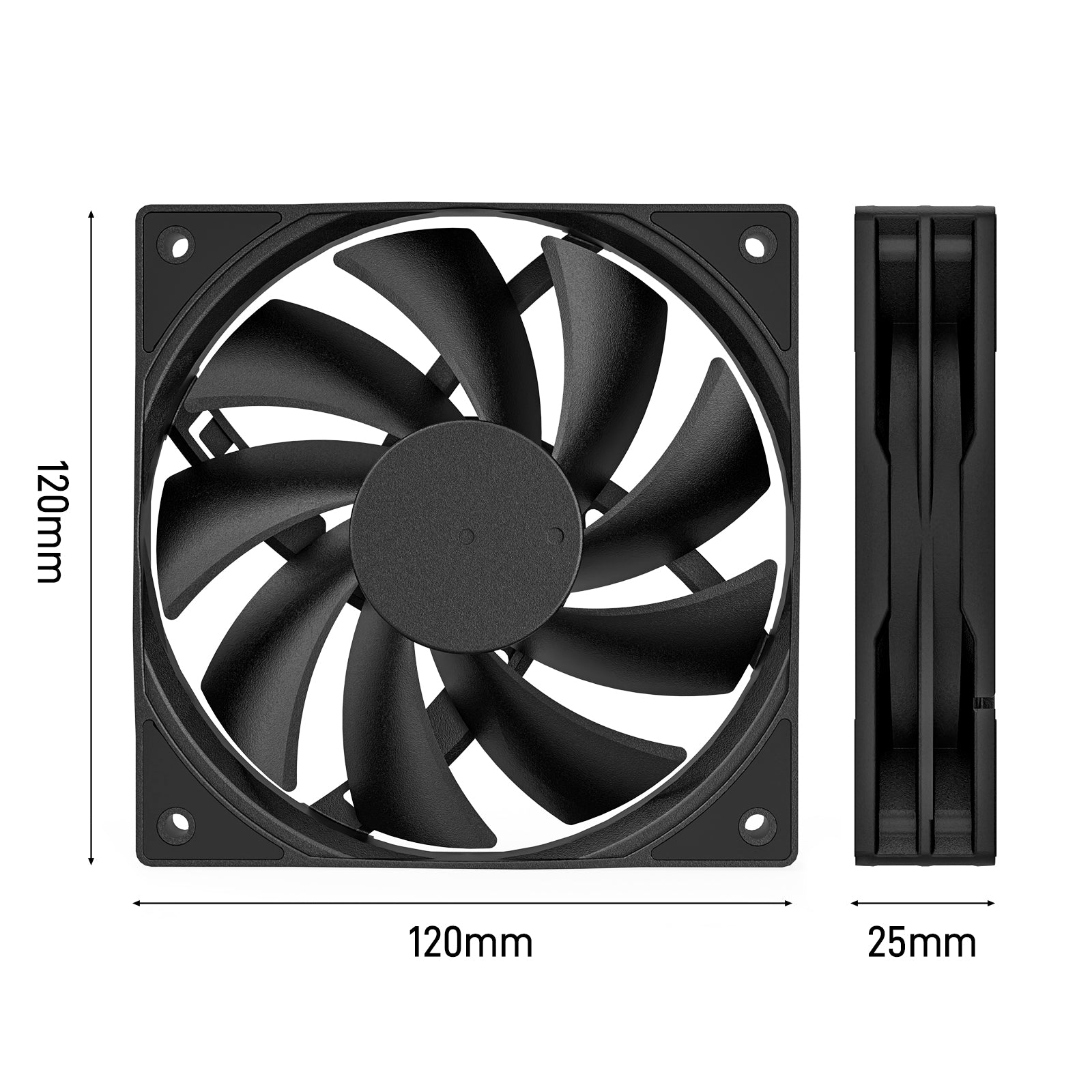 DARKROCK 3-Pack 120mm Black Computer Case Fans