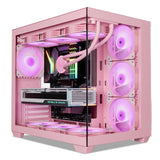 Vetroo AL900 Mid-Tower ATX PC Case with Hidden-Connector Motherboard Support - Supports up to 10 x 120mm Fans, and 360mm Water Cooler System - Pink, Black, and White