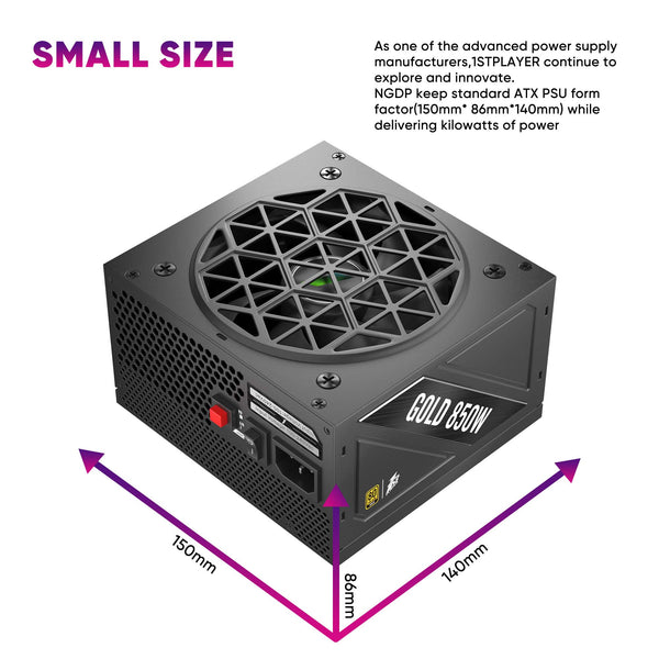1ST PLAYER NDGP 850W Black Power Supply, 80 Plus Gold Full