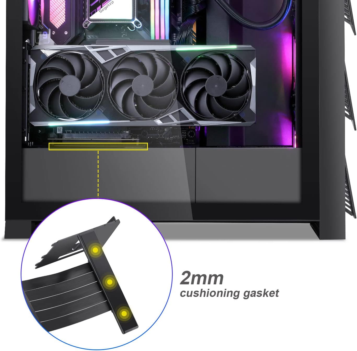 Segotep Vertical GPU Bracket, PCI-E 4.0 x16 High Speed Flexible Extender Card Extension Port for T3 PC Case
