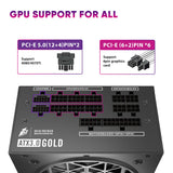 1ST PLAYER NDGP 750W Black Power Supply, 80 Plus Gold Full Modular, ATX 3.0 Ready Dual PCIE 5.0