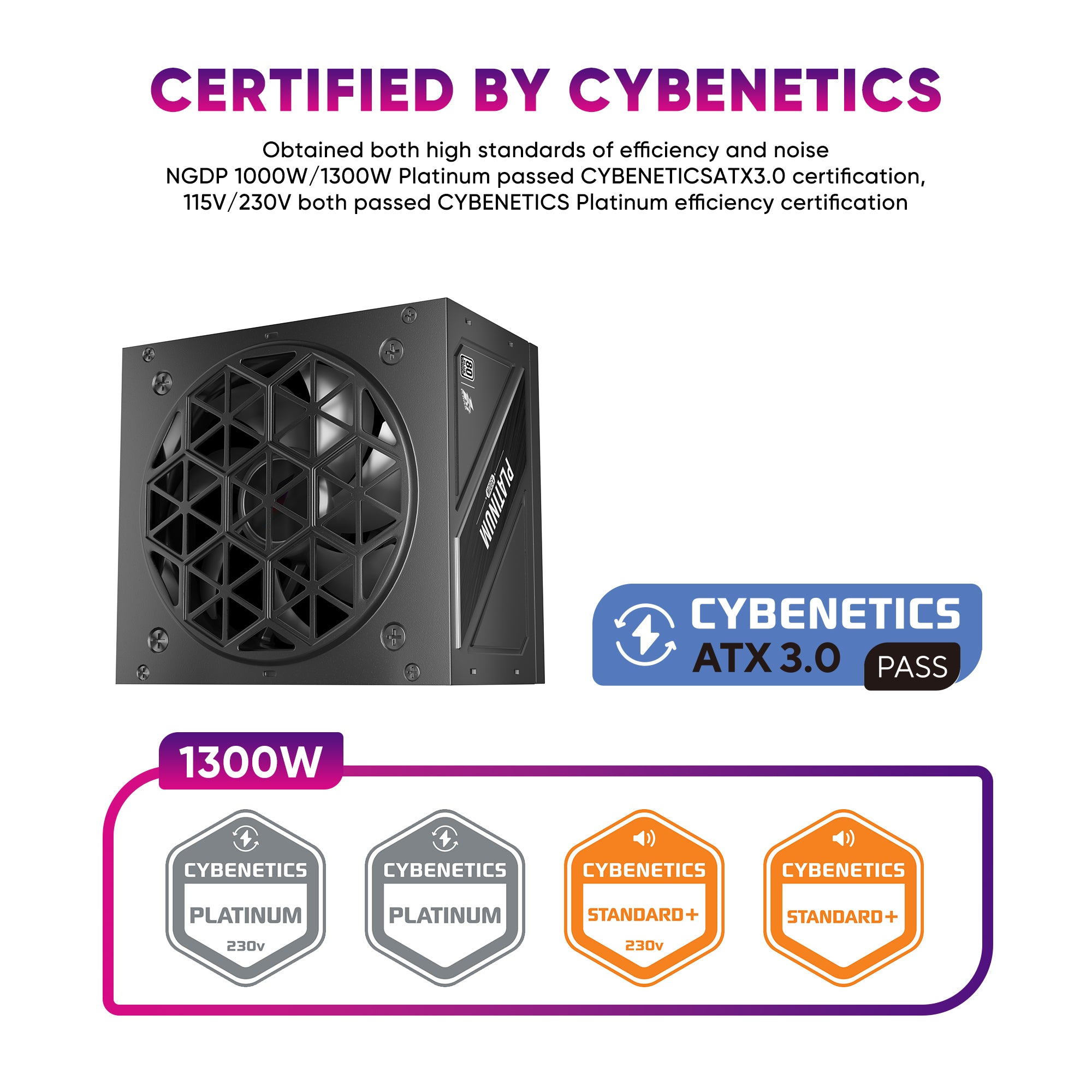 1ST PLAYER NDGP 1300W Black Power Supply, 80 Plus Platinum Full Modular, ATX 3.0 Ready Dual PCIE 5.0