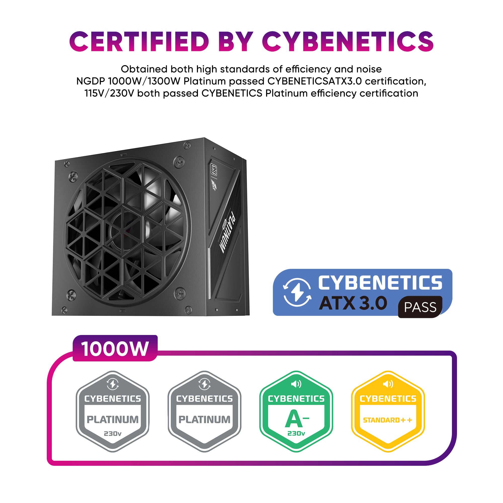 1ST PLAYER NDGP 1000W Black Power Supply, 80 Plus Platinum Full Modular, ATX 3.0 Ready Dual PCIE 5.0