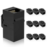 DARKROCK 10 Pack Cat6 RJ45 Keystone Coupler - PC Plastic Case, Plug-and-Play, Extends Ethernet Connection, Female to Female, Compatible with Cat5/5e/6 & Ideal for Home/Office Networking/Audio/Video