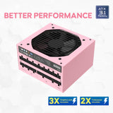 Vetroo 1000W Power Supply ATX 3.1, Dual PCIe 5.1, 80 Plus Gold Full Modular