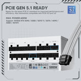 Vetroo 1200W Power Supply 80 Plus Platinum & Cybenetics Platinum Certified