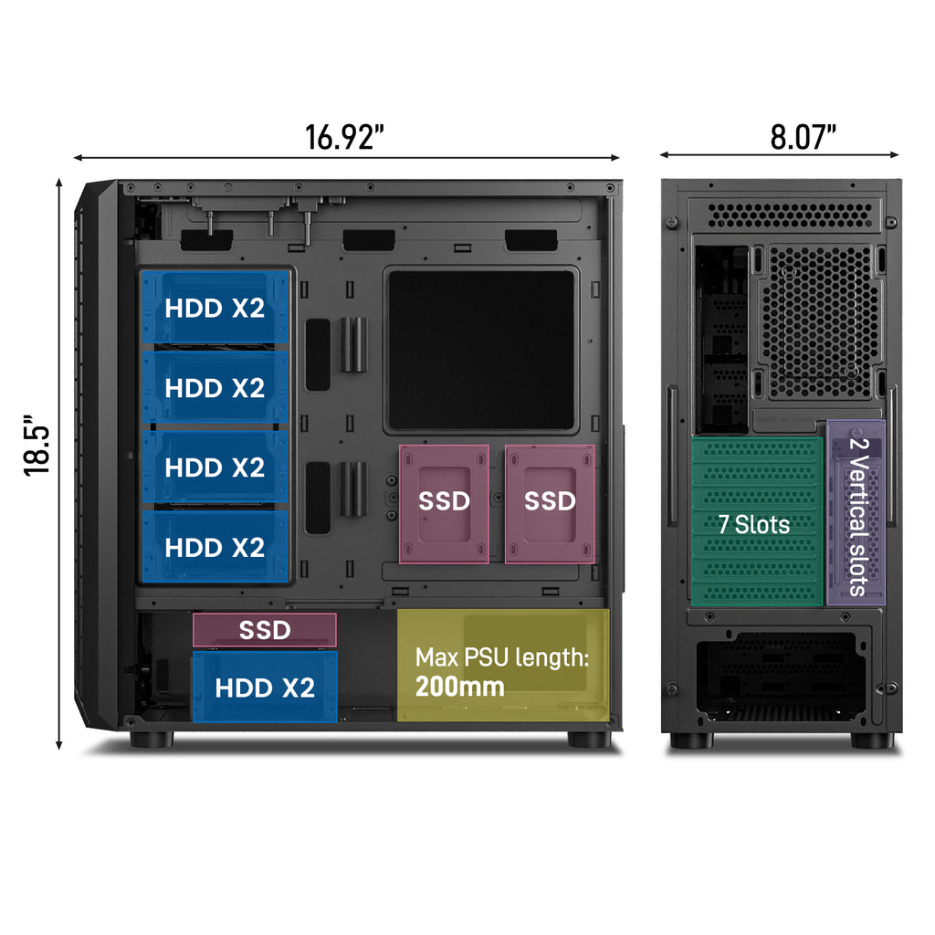 DARKROCK Classico Storage Master Case ATX Computer Case Mid Tower with ...