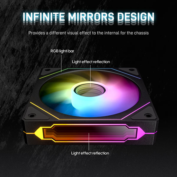 DARKROCK F120 6-Pack 120mm Infinite Mirror Case Fans – darkflashus
