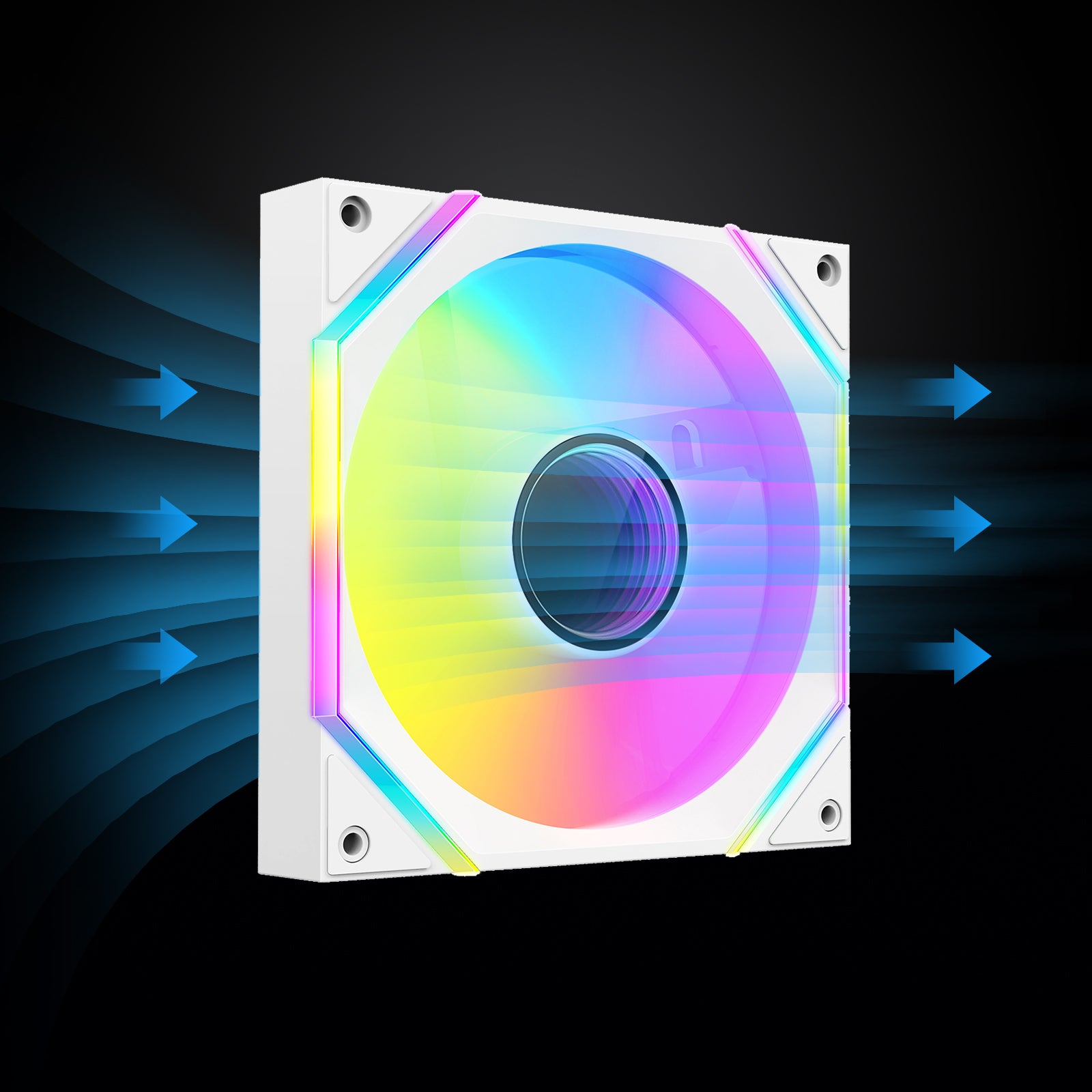 Dark Flash Infinity Reverse Fan DARKROCK R140 140mm Reverse Blade Infinity Mirror Design Case Fan ...