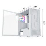 DARKROCK A8-M White Micro-ATX Mid Tower Computer PC Case for Gaming & Business Tempered Glass Side Panel Support 240mm Radiator on Top and 40 Series GPU 3 x 120mm Cooling Fans Pre-Installed