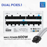 Vetroo 850W Power Supply, Dual PCIe 5.1 ATX 3.1, 80 Plus Gold Full Modular