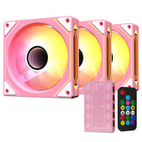 Vetroo Pink LF120 120mm ARGB Case Fan with Infinite Mirror Design & PWM Smart Control, Fluid Dynamic Bearing, Nine Blades Design & 8 Rubber Pads for Low-Noise Operation