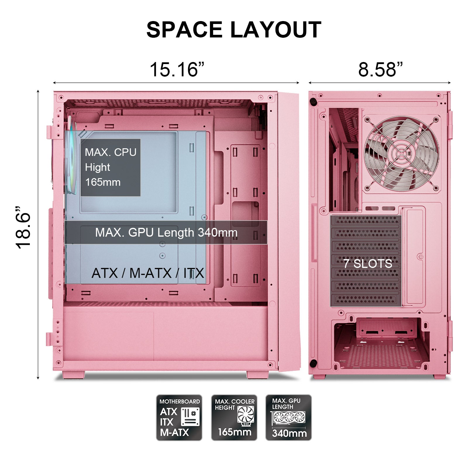 Vetroo M05 Pink ATX PC Gaming Case – darkflashus - Main Image