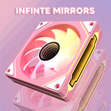 Vetroo Pink LF120 120mm ARGB Case Fan with Infinite Mirror Design & PWM Smart Control, Fluid Dynamic Bearing, Nine Blades Design & 8 Rubber Pads for Low-Noise Operation