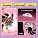 Vetroo Pink LF120 120mm ARGB Case Fan with Infinite Mirror Design & PWM Smart Control, Fluid Dynamic Bearing, Nine Blades Design & 8 Rubber Pads for Low-Noise Operation
