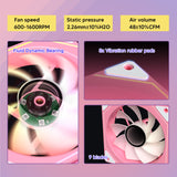 Vetroo Pink LR120 Reverse Fan Blade Infinite Mirror PC Fan 120 mm ARGB Case Fan with ARGB & PWM Smart Control, FDB Bearing, Nine Blades Design & 8 Rubber Pads for Low-Noise Operation