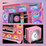 Vetroo Pink LF120 120mm ARGB Case Fan with Infinite Mirror Design & PWM Smart Control, Fluid Dynamic Bearing, Nine Blades Design & 8 Rubber Pads for Low-Noise Operation