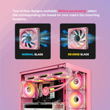 Vetroo Pink LR120 Reverse Fan Blade Infinite Mirror PC Fan 120 mm ARGB Case Fan with ARGB & PWM Smart Control, FDB Bearing, Nine Blades Design & 8 Rubber Pads for Low-Noise Operation