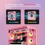 Vetroo Pink LR120 Reverse Fan Blade Infinite Mirror PC Fan