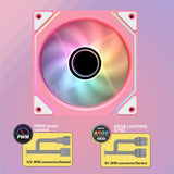 Vetroo Pink LF120 120mm ARGB Case Fan with Infinite Mirror Design & PWM Smart Control, Fluid Dynamic Bearing, Nine Blades Design & 8 Rubber Pads for Low-Noise Operation