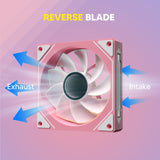 Vetroo Pink LR120 Reverse Fan Blade Infinite Mirror PC Fan 120 mm ARGB Case Fan with ARGB & PWM Smart Control, FDB Bearing, Nine Blades Design & 8 Rubber Pads for Low-Noise Operation
