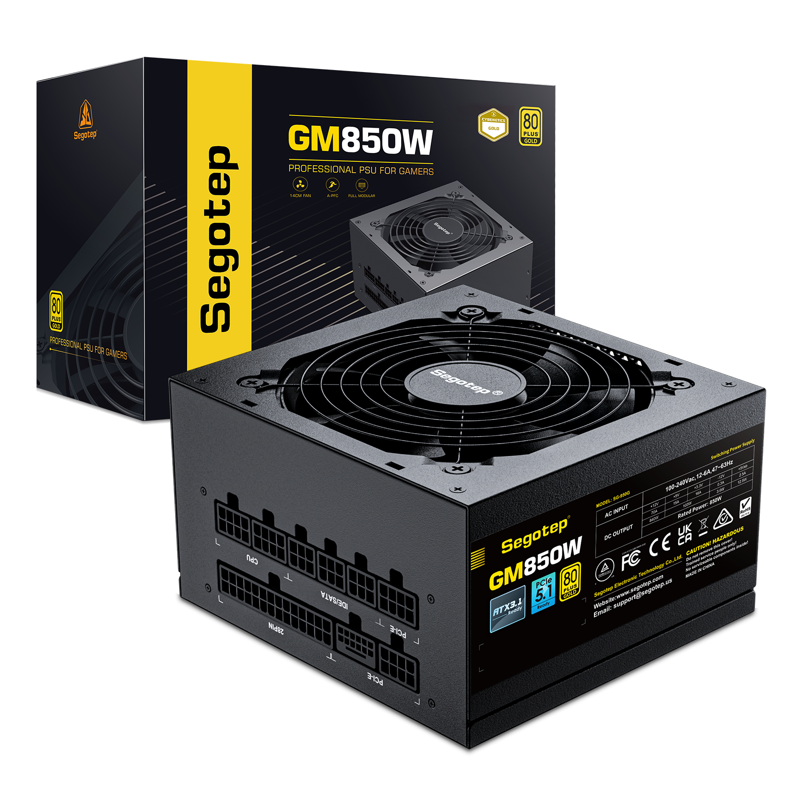 Segotep 850W PCIe 5.1 Full Modular 80 Plus Gold PSU ATX 3.1 Segotep 850W PCIe 5.1 Full Modular 80 Plus Gold PSU ATX 3.1