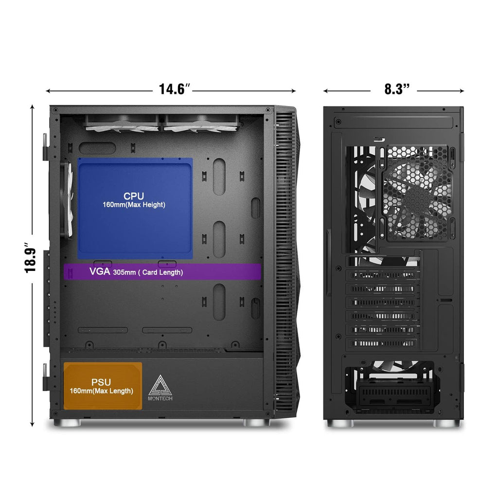 Montech X3 Mesh ATX Mid-Tower PC Gaming Case – darkflashus