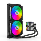 ALSEYE Infinity i240 AIO CPU Liquid Cooler, Dual Pumps System CPU Water Cooler with Temperature Display Screen, 240mm Radiator & Dual Snap-in Connection Wireless ARGB & PWM Case Fans