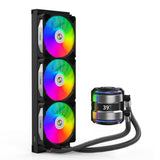 ALSEYE Infinity i360 AIO CPU Liquid Cooler, Dual Pumps System CPU Water Cooler with Temperature Display Screen, 360mm Radiator & Three Snap-in Connection Wireless ARGB & PWM Case Fans